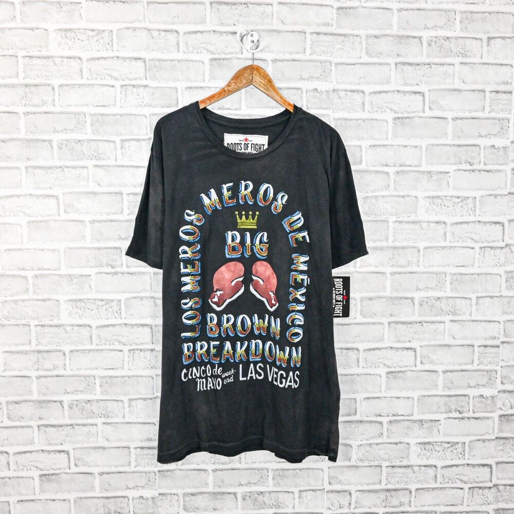 Roots of Fighting Big Brown Breakdown Tee Shirt sunfaded Black size 2XL